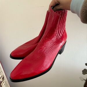 Modern Vice Red Leather Ankle Boots